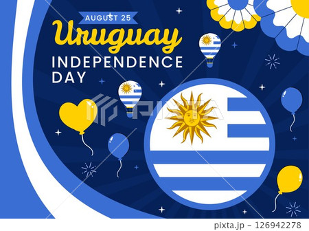 Happy Uruguay Independence Day Vector Illustration on 25 August, Featuring a Waving Flag and Ribbon in a National Holiday Flat Style Background 126942278