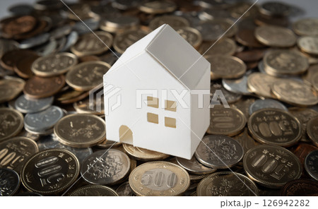 家と硬貨　不動産とお金　資産価値　補助金　固定資産税 126942282