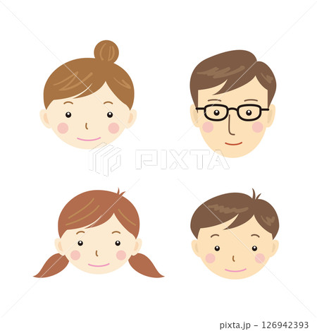 ファミリー　顔　シンプルなイラスト 126942393