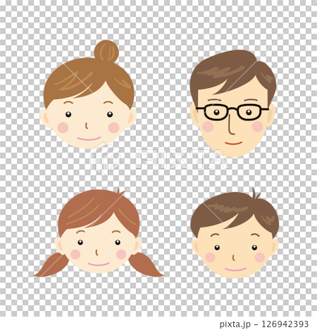 ファミリー　顔　シンプルなイラスト 126942393