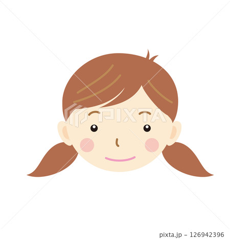 ファミリー　おさげの女の子　シンプルなイラスト 126942396