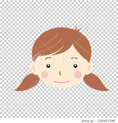 ファミリー　おさげの女の子　シンプルなイラスト 126942396
