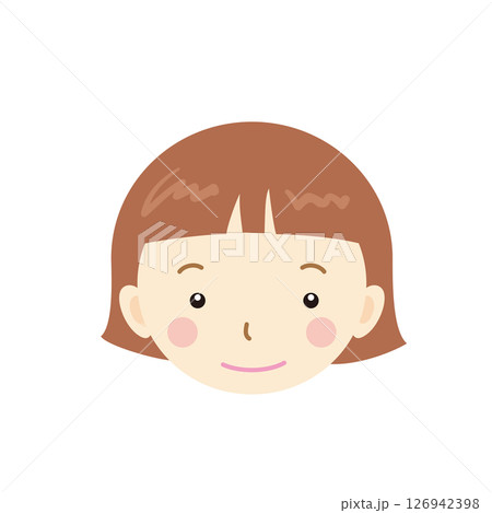 ファミリー　おかっぱの女の子　シンプルなイラスト 126942398