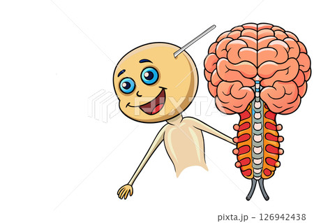 Brainstorm. Brain with spine and cool dude,alien 126942438
