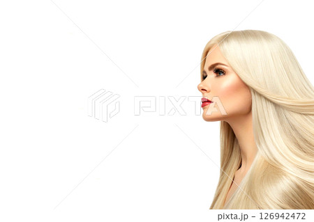 Beautiful blonde with gorgeous long light hair 126942472