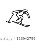 Alpine ski athlete vector line art icon logo outline 126942759