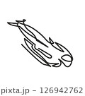 Vector Line Art Athlete Riding Bobsled Skeleton Logo Icon Outline 126942762