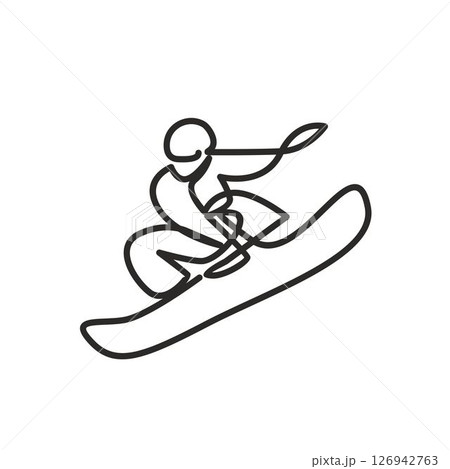 Snowboarding Logo Icon Vector Line Art 126942763