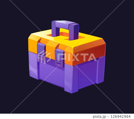 Cartoon futuristic Sci Fi game toolbox, space chest. Car maintenance mechanic, carpenter service tools plastic carton vector container. Handyman hardware or toolkit box, game case or chest asset Cartoon futuristic Sci Fi game toolbox, space chest. Car maintenance mechanic, carpenter service tools plastic carton vector container. Handyman hardware or toolkit box, game case or chest asset 126942984