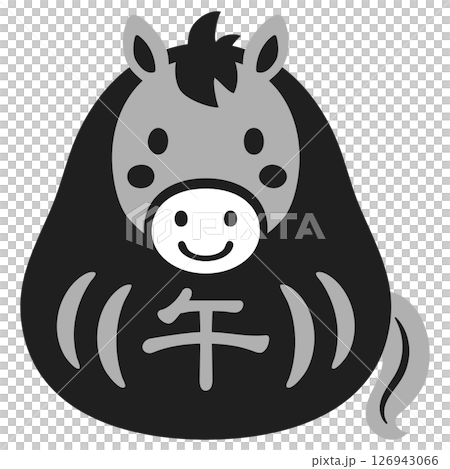 午のだるまのアイコンイラスト　モノクロ 126943066