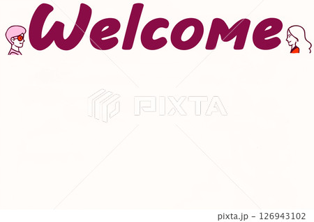 Pink purple invitation inscription Welcome on white 126943102