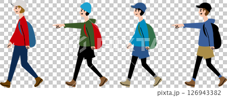 穿著色彩鮮豔的山地男孩們行走 126943382