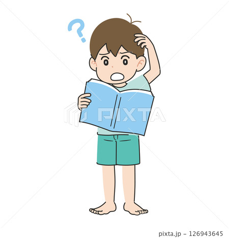 教科書を音読する男の子　苦手 126943645