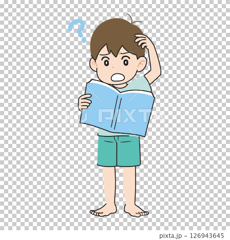 教科書を音読する男の子　苦手 126943645