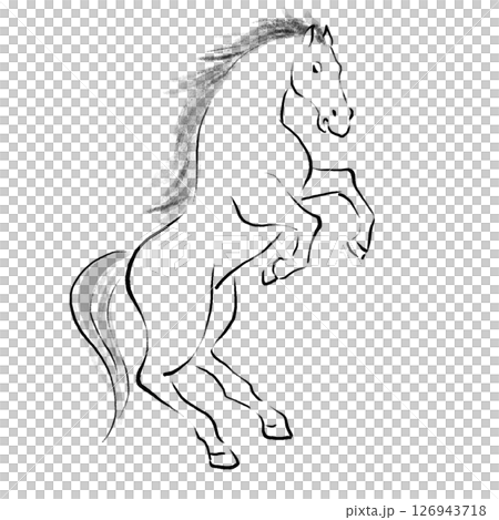 午年 筆で描いた馬のイラスト 水墨画 午年 筆で描いた馬のイラスト 水墨画 126943718