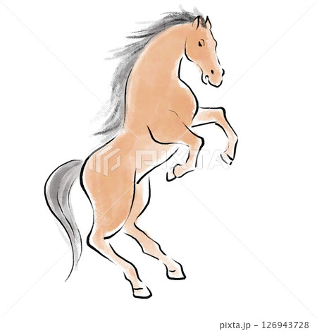 午年 筆で描いた馬のイラストのイラスト素材 [126943728] - PIXTA