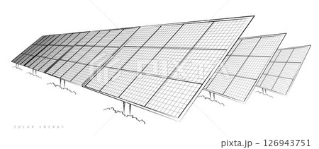 Solar panel array for clean energy, sustainability, eco-friendly technology, and renewable power generation on a white background. vector design. 126943751