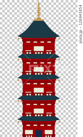 Simple five-story pagoda material illustration Simple five-story pagoda material illustration 126943854