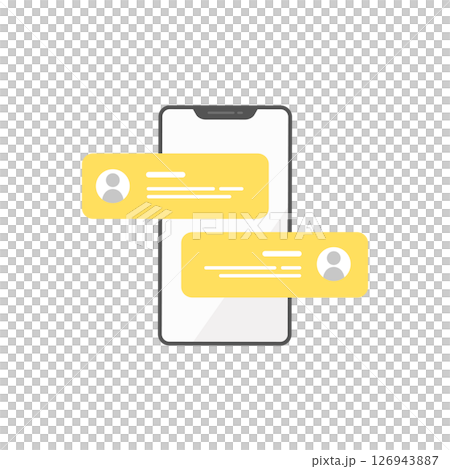 Smartphone and word of mouth/review icon material set (chat/speech bubble) Smartphone and word of mouth/review icon material set (chat/speech bubble) 126943887