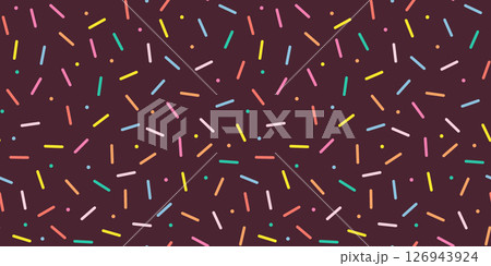 Simple Sprinkle Seamless Pattern. Chocolate donut or cake glaze with sprinkle topping. Vector Illustration in scandinavian style 126943924