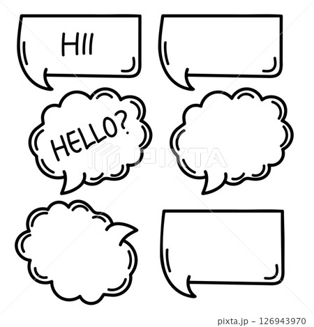 Doodle chat box line drawing cartoon set. 126943970