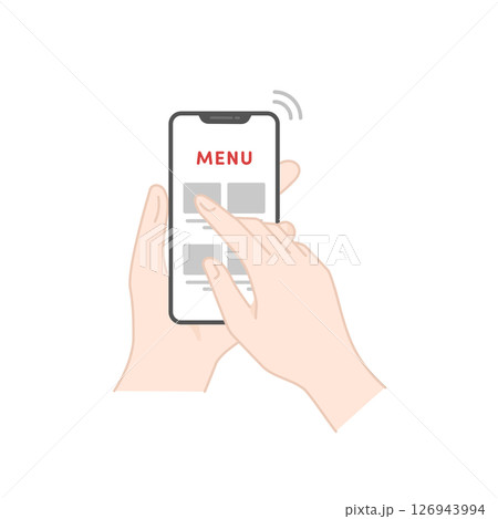 スマホでモバイルオーダーする手のベクターアイコン (フラット・カラー) 126943994