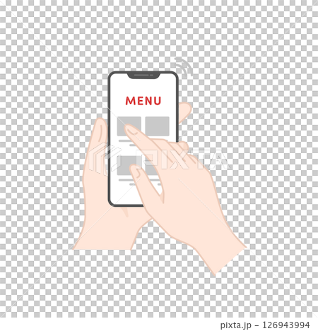 スマホでモバイルオーダーする手のベクターアイコン (フラット・カラー) 126943994