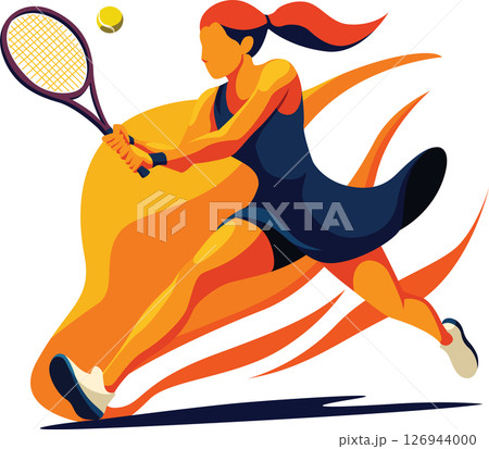 Female tennis player vector illustration Female tennis player vector illustration 126944000
