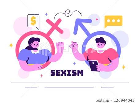 Sexism Illustration Featuring Gender Inequality Between Men and Women in the Workplace or Society, Aiming to Raise Awareness and Stop Discrimination Sexism Illustration Featuring Gender Inequality Between Men and Women in the Workplace or Society, Aiming to Raise Awareness and Stop Discrimination 126944043