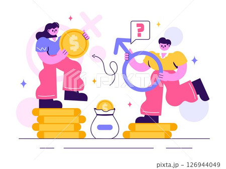 Sexism Illustration Featuring Gender Inequality Between Men and Women in the Workplace or Society, Aiming to Raise Awareness and Stop Discrimination 126944049