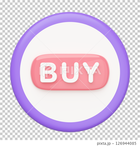 3d Label button icon with buy text isolated. Click to shopping, cartoon style, minimal design, 3d illustration render. 126944085