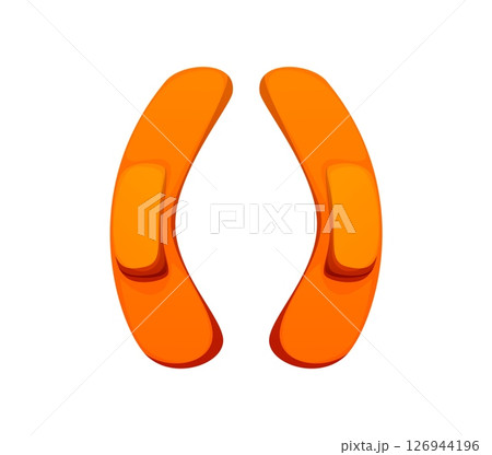 Medical font, bandage punctuation bracket. Healthcare English typeface sign, medicine cartoon vector type element. Medical English alphabet font special symbol or ABC typeset punctuation mark 126944196