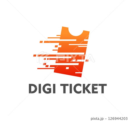 Digital electronic ticket icon. Airline flight ticket or travel voucher booking app or online service graphic vector symbol or emblem. Cinema movie digital pass reservation, electronic coupon symbol Digital electronic ticket icon. Airline flight ticket or travel voucher booking app or online service graphic vector symbol or emblem. Cinema movie digital pass reservation, electronic coupon symbol 126944203