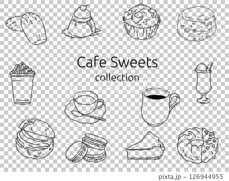 A collection of delicious pastries from a stylish cafe 126944955