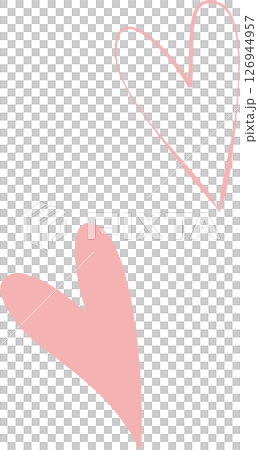 シンプルな手描き風のピンクのハートマークのイラスト 126944957