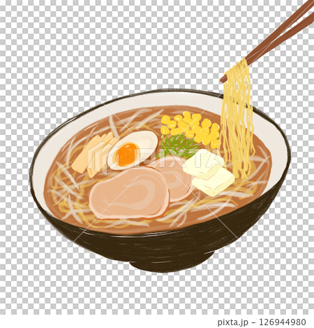 手繪插圖味噌拉麵 126944980