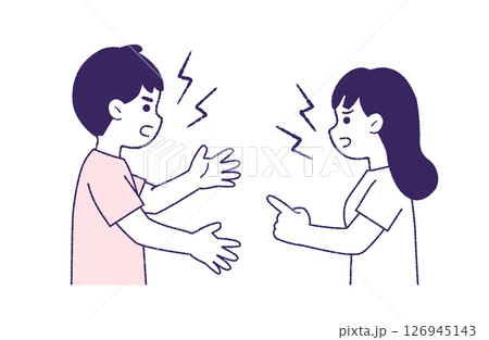 口論・喧嘩する若い男女のペア 126945143