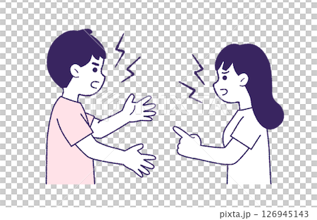 一對年輕男女爭吵打架 126945143