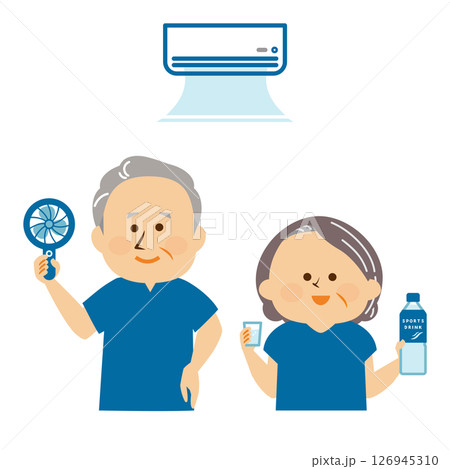 熱中症対策　高齢者　室内のイラスト素材 126945310