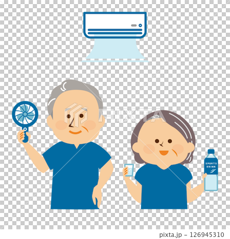 熱中症対策　高齢者　室内のイラスト素材 126945310