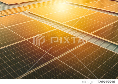 Solar cell or Solar Panel Modern technology for energy revolution, Alternative power source to saving environment, Photovoltaic module blue color tone. 126945546