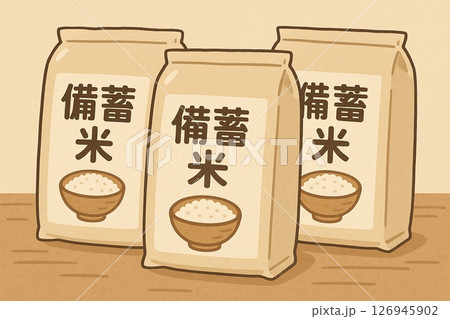 米袋に入った備蓄米 米袋に入った備蓄米 126945902