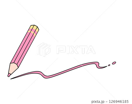 ピンクの鉛筆で線を描くイラスト ピンクの鉛筆で線を描くイラスト 126946185