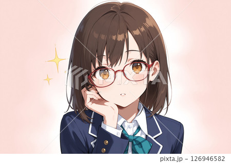 女学生、アニメ風、カラーイラスト 126946582