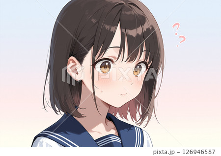 女学生、アニメ風、カラーイラストのイラスト素材 [126946587] - PIXTA