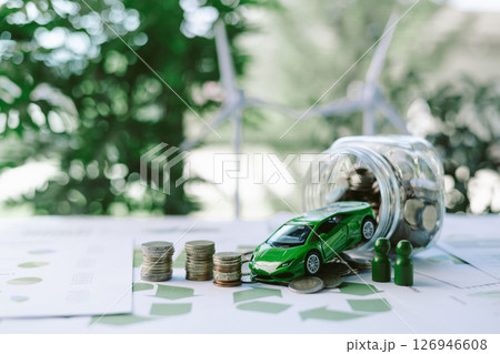 ESG strategies are driving business growth, boosting revenue and financial success by aligning economic goals with sustainable finance. growth, revenue, finance, economic, financial. green car 126946608