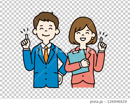 Vector illustration of a businessman making a proposal with a smile_Men and women set_Color 126946829