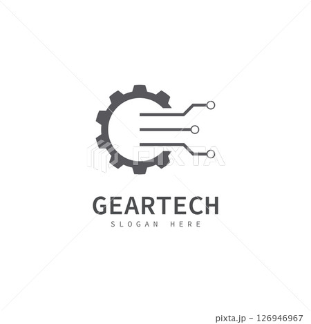 tech gear logo vector design template. technology logo template design vector  emblem  design concept  creative symbol  icon 126946967