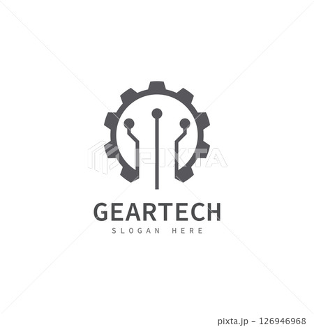 tech gear logo vector design template. technology logo template design vector  emblem  design concept  creative symbol  icon 126946968