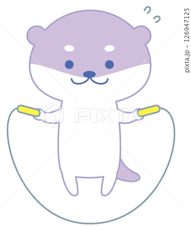 縄跳びをするかわいいカワウソのキャラクター 126947125